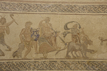 Fototapeta na wymiar Triumphal Procession of Dionysus Mosaic, Paphos, Cyprus