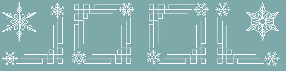 snowflakes borders vector decoration elements for greeting cards, winter borders and headers
