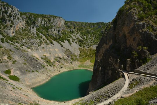 Blue Lake is a clear karst lake near Imotski in Dalmatia, Croatia
