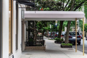 Entrance Canopy To Luxury Apartment Building in the Upper East Side of Manhattan in New York City,...