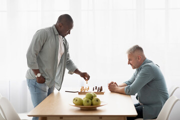 Step and checkmate in game and joint hobby at home in lockdown at free time