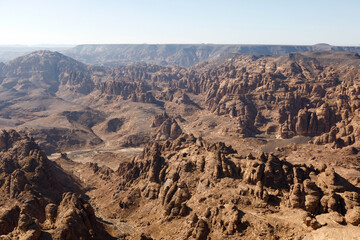 Eroded mountains in the stony desert of Al Ula, Saudi Arabia