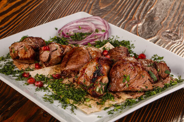 Grilled beef kebab barbeque shashlik