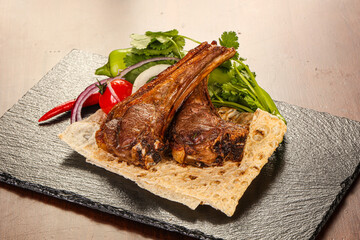 Grilled rack of lamb barbeque
