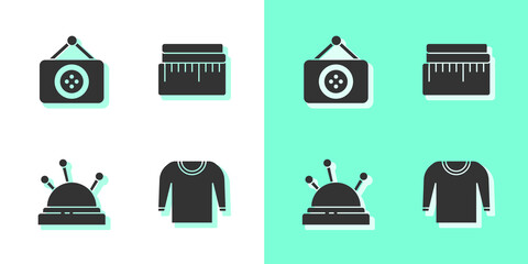 Set Sweater, Tailor shop, Needle bed and needles and Tape measure icon. Vector