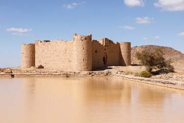 Ruins from a stone Brick Castle near Tabuk City. It was one of the major stations for the Shamiite pilgrim, Saudi Arabia - 427438829