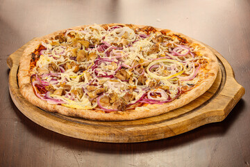 Pizza with meat and onion