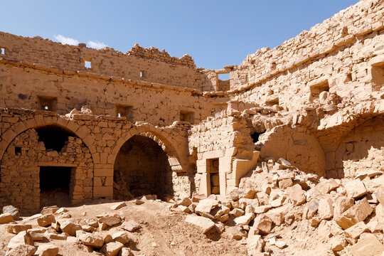 Ruins from a stone Brick Castle near Tabuk City. It was one of the major stations for the Shamiite pilgrim, Saudi Arabia