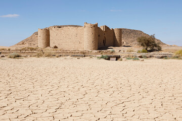 Ruins from a stone Brick Castle near Tabuk City. It was one of the major stations for the Shamiite pilgrim, Saudi Arabia - 427439244