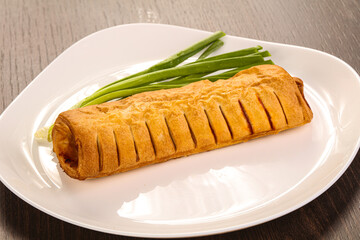 Tasty sausage in the dough