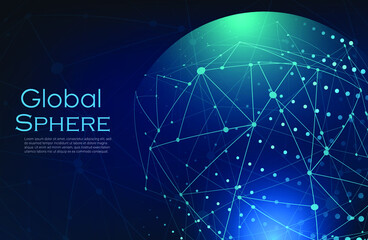 abstract sphere. sphere of the earth. connecting lines and points. data visualization. security protection. global news. vector illustration.