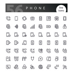 Phone Line Icons Set