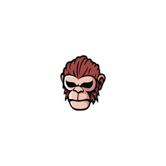 angry monkey head logo vector illustration, ape mascot logo design
