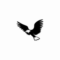 Obraz premium flying eagle icon logo vector illustration in monochrome style