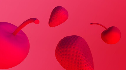 3d illustration of falling fruits