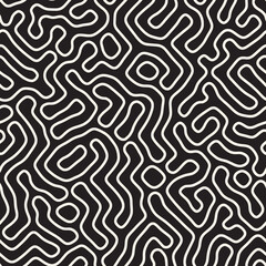 Vector seamless pattern. Monochrome organic shapes texture. Abstract rounded messy lines stylish background.