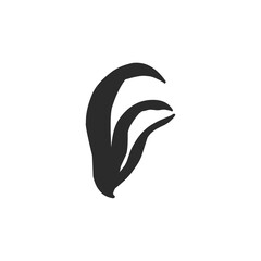 silhouette contour plants seaweed algae aquatic water plant, grass for aquarium. isolated vector hand drawn illustration in doodle style.