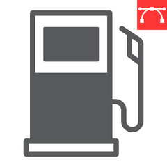 Gas station glyph icon, fuel and gasoline, petrol pump vector icon, vector graphics, editable stroke solid sign, eps 10.