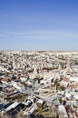 TURKEY, CAPPADOCIA: Scenic view of the mountains landscape with chimneys around Goreme city