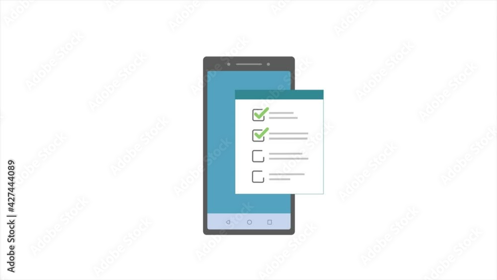 Aufkleber check list document on smartphone, smartphone with paper check list and to do list with checkboxes, 