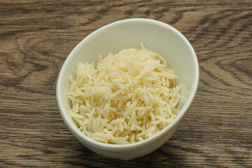 Steamed basmati rice in the bowl
