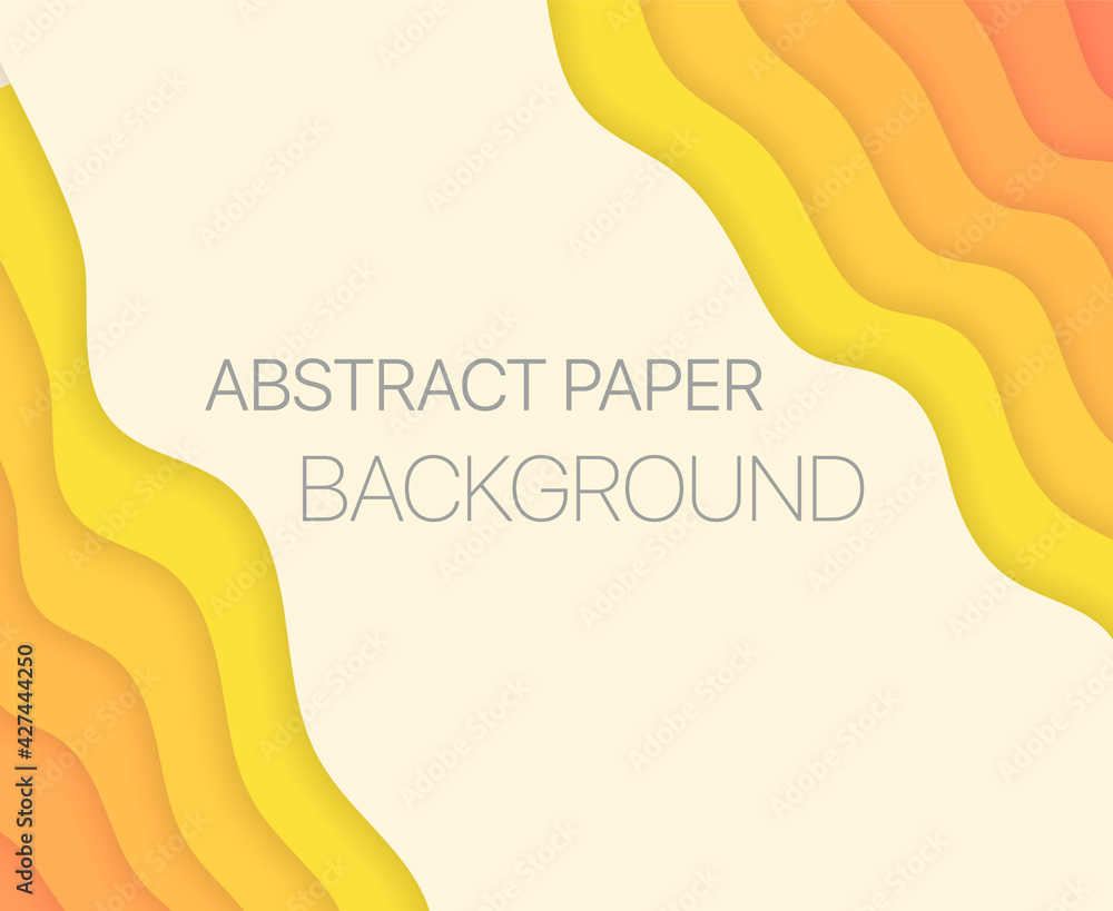Aufkleber Papercut multi layers 3D color texture vector background. Abstract topography concept design or flowing liquid illustration for website template. Smooth origami art shape paper cut
