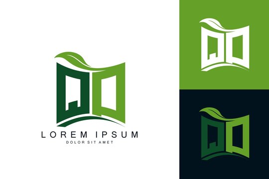 QD monogram leaf logo. natural organic premium vector design template