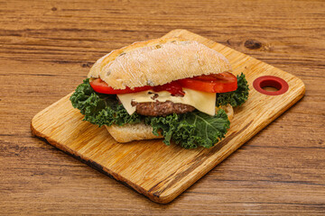 Italian ciabatta bread with burger
