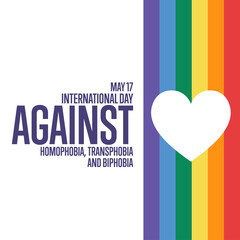 Fototapeta na wymiar International Day Against Homophobia, Transphobia and Biphobia. May 17. Holiday concept. Template for background, banner, card, poster with text inscription. Vector EPS10 illustration.