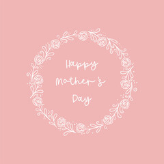 Lovely hand drawn floral wreath, doodle flowers, frame, great for Mother's Day, wedding, Valentine's Day, card designs