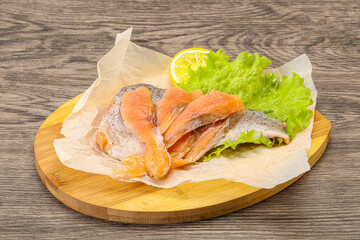 Sliced natural wild trout fillet