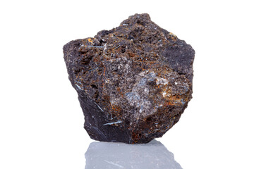 macro mineral stone Ilmenite on a white background