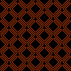 Orange abstract rhombus tile and black background. Vector.