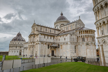 Beautiful view of Landmarks on Piazza dei Miracoli in Pisa, Italy
