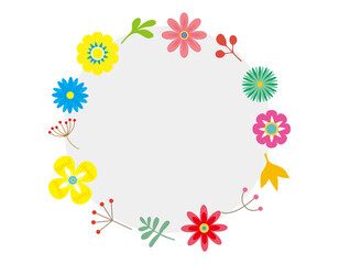 カラフルな草花のメッセージカード　背景　フレーム　