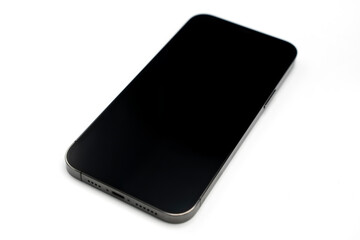 Isolated phone on white background front usb-c, speaker