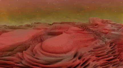 Mars landscape, science fiction illustration - obrazy, fototapety, plakaty