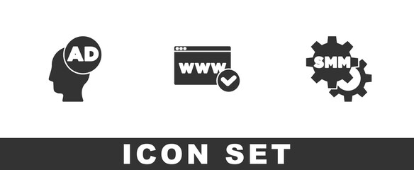 Set Advertising, Website template and Social media marketing icon. Vector