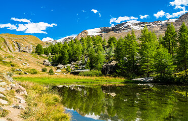 Fototapeta na wymiar Grindjisee lake near Zermatt in Switzerland