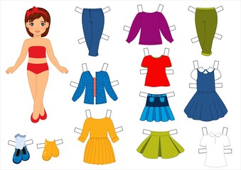 Paper doll with clothes set for kids craft