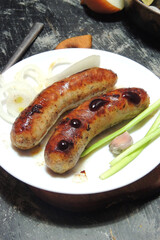 fried sausages with sauce