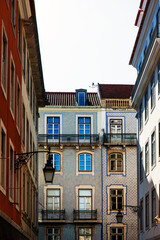 Street view of downtown in Lisbon, Portugal, Europe