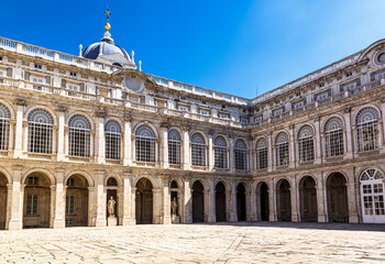 Inner court of the Royal Palace. Palacio de Oriente, Madrid landmark, Spain.