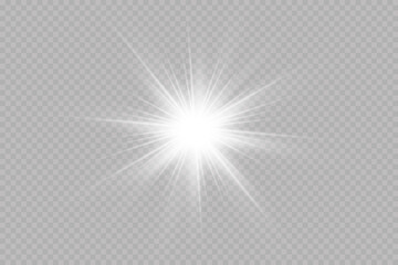 Glow effect. Star sparkles on a transparent background. Vector illustration. the sun