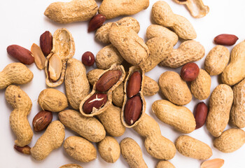 bunch of ecological peanuts on a white background