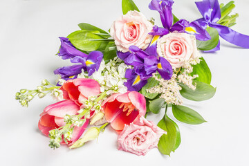 A beautiful bouquet of fresh flowers isolated on white background