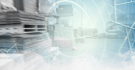 Digital detector and delivery packages in a warehouse, technology and delivery concept