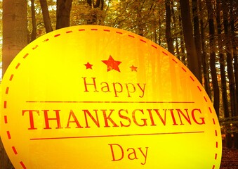Yellow circle , happy thanksgiving day , with natural landscape concept background