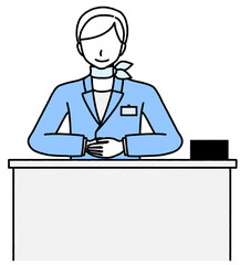 受付で挨拶をしている女性