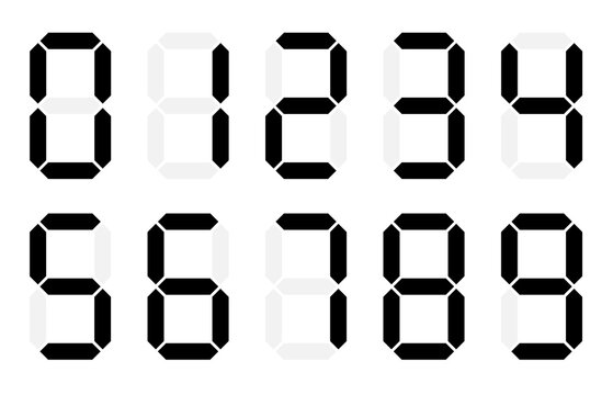 Digital numbers in vector 0 and 10 on white background.